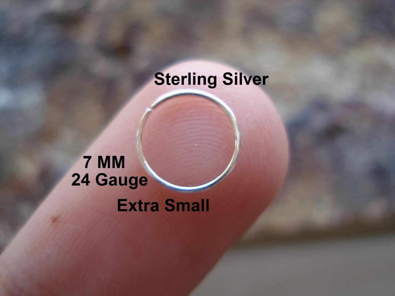 Extra Small 24g Gauge Sterling Silver For Nose Ring/hoop Helix/earring/tragus,7 Mm Inner Diameter