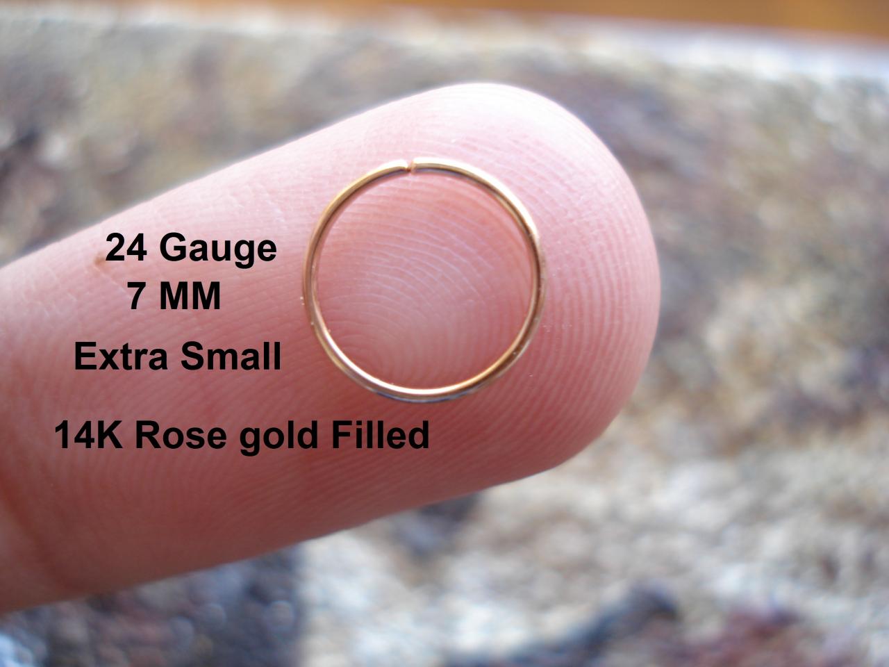 Extra Small 24 Gauge 14k Rose Gold Filled For Nose Ring/hoop Helix/earring/tragus,7 Mm Inner Diameter
