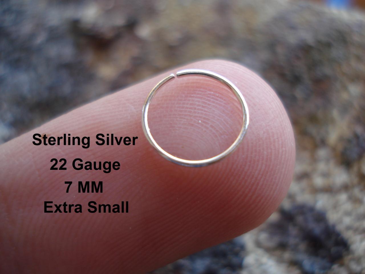 Extra Small 22 Gauge Sterling Silver For Nose Ring/hoop Helix/earring/tragus,7 Mm Inner Diameter