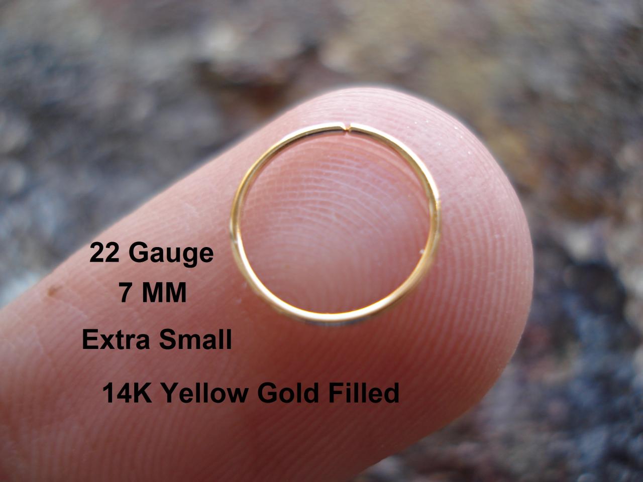 Extra Small 22 Gauge 14k Yellow Gold Filled For Nose Ring/hoop Helix/earring/tragus,7 Mm Inner Diameter