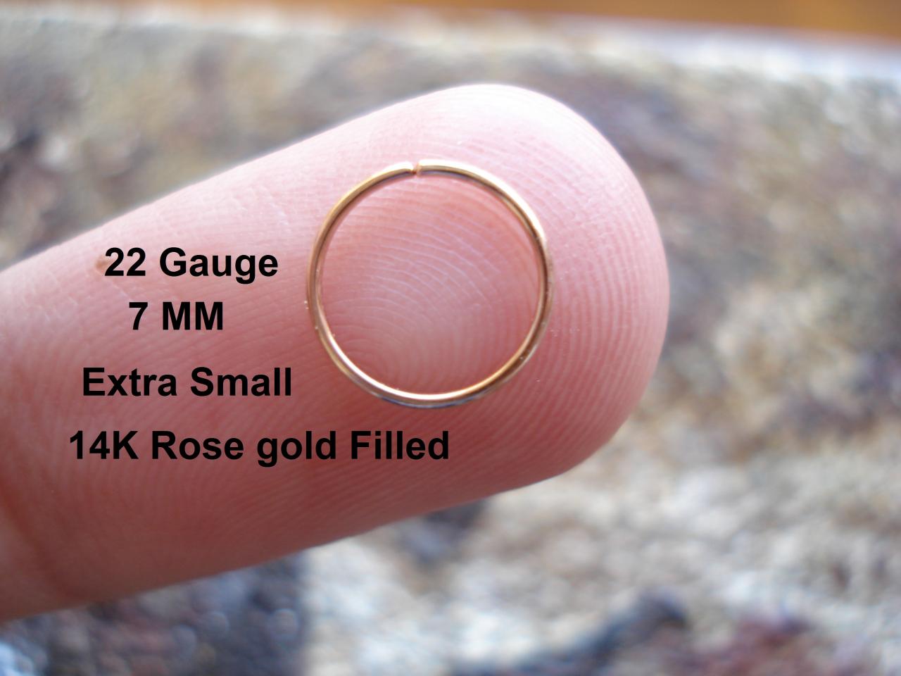 Extra Small 22 Gauge 14k Rose Gold Filled For Nose Ring/hoop Helix/earring/tragus,7 Mm Inner Diameter