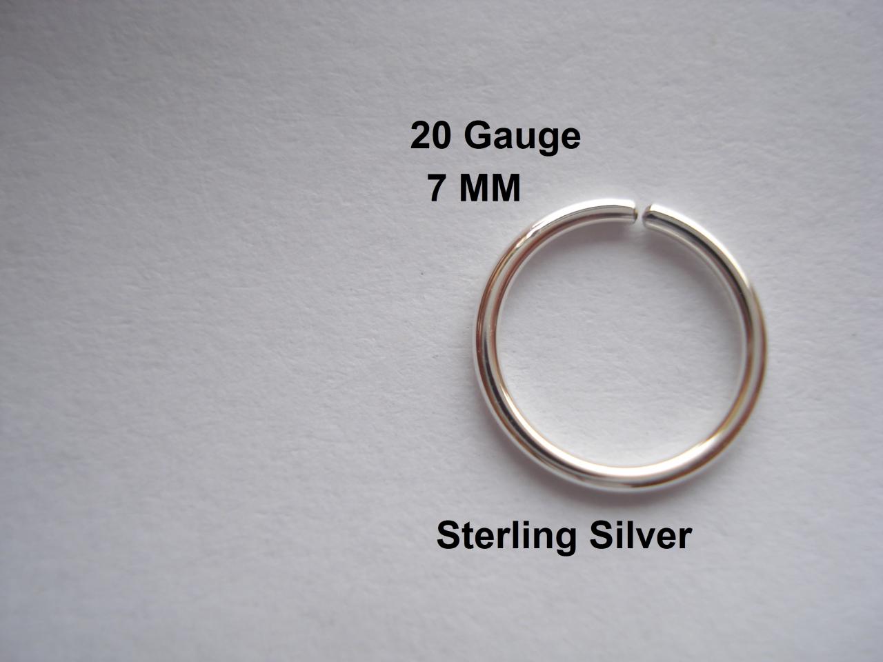 20g Gauge Sterling Silver, Septum/nose Ring/hoop Helix/earring/tragus,7 Mm Inner Diameter