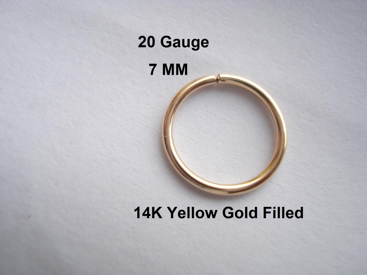 20g Gauge 14k Yellow Gold Filled, Septum/nose Ring/hoop Helix/earring/tragus,7 Mm Inner Diameter